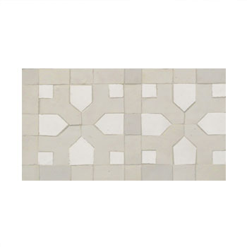 Mosaic House Moroccan tile Nejarine 26-1 Border White,   Polar White,    solid cement, encaustic, field, pattern, star 